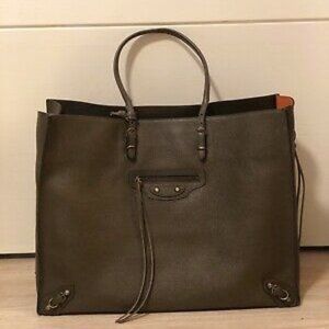 Olive Balenciaga Papier A4 Tote - Used